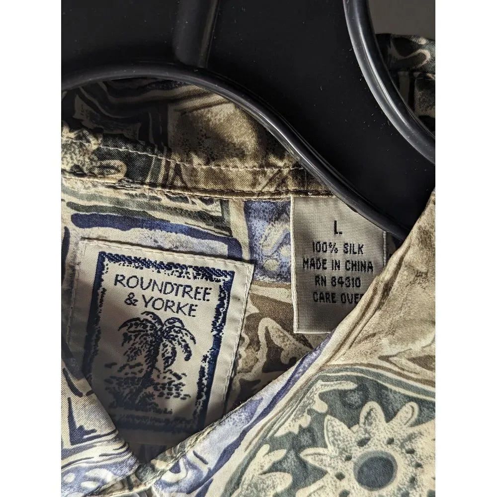 Roundtree & Yorke Mens Short Sleeve Button Down‎ Shirt Large Cocktail Martini - Picture 3 of 4